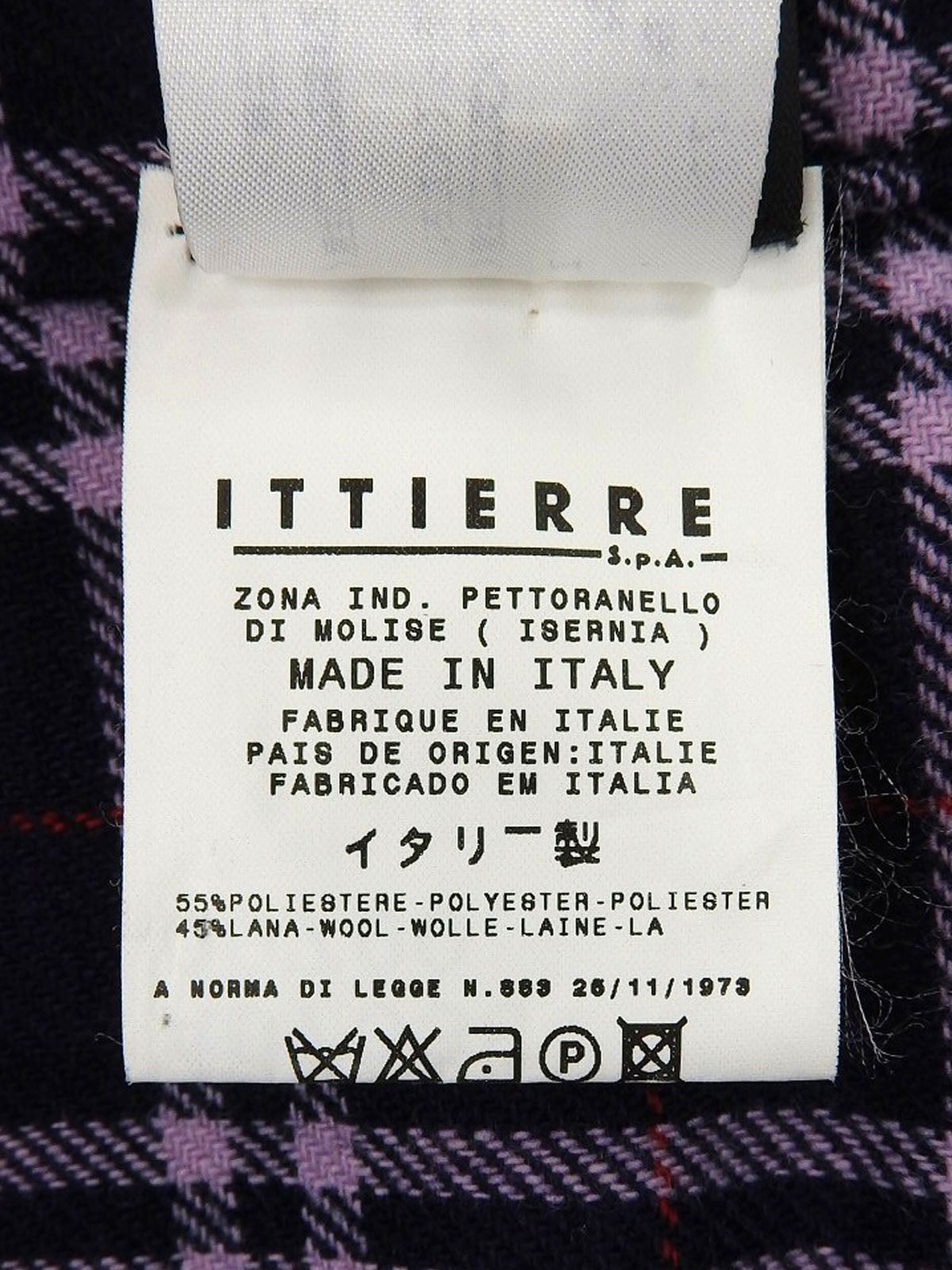 Wool Check Pattern Slit Skirt in Purple/Multi