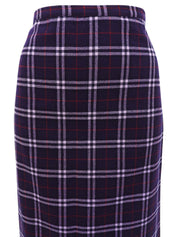 ウールチェックパターンスリットスカート パープル/マルチ