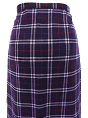ウールチェックパターンスリットスカート　パープル/マルチ