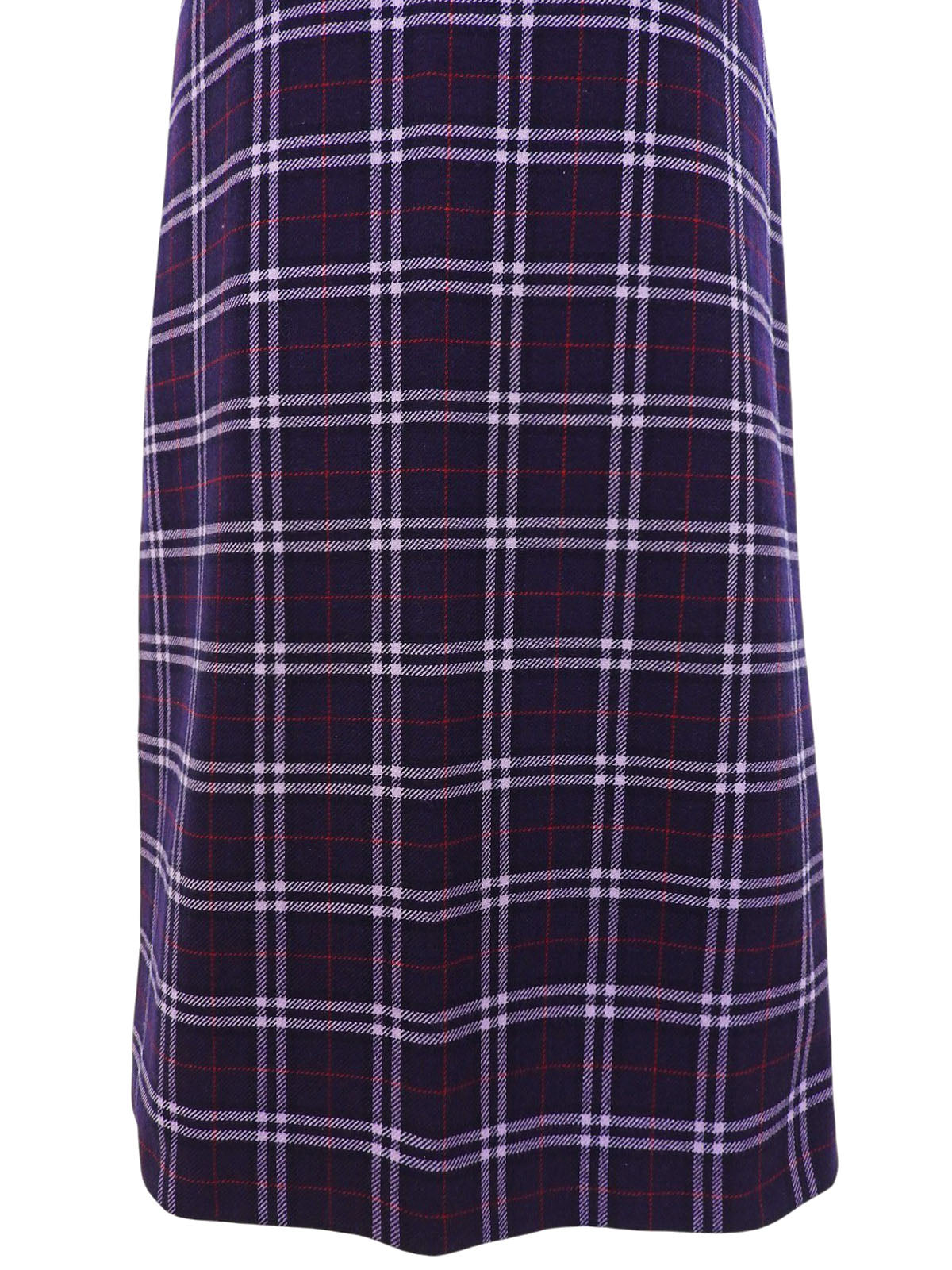 Wool Check Pattern Slit Skirt in Purple/Multi
