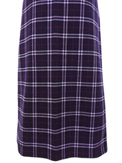 Wool Check Pattern Slit Skirt in Purple/Multi