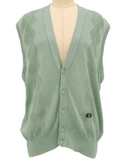Cotton logo patch knit vest, mint green