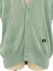 Cotton logo patch knit vest, mint green