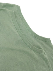 Cotton logo patch knit vest, mint green