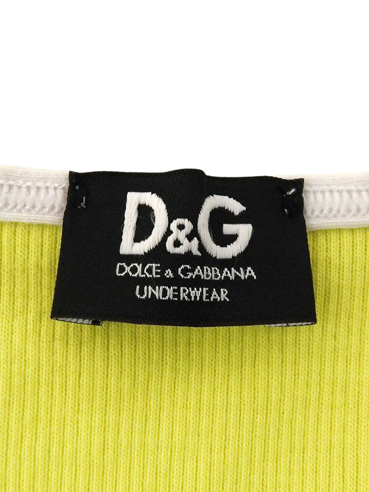 ロゴ刺繍トリムラインリブハーフスリーブトップス イエロー