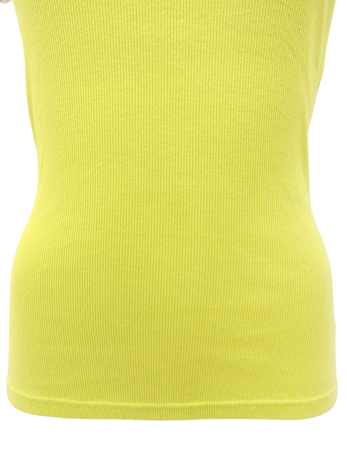 ロゴ刺繍トリムラインリブ半袖トップス イエロー