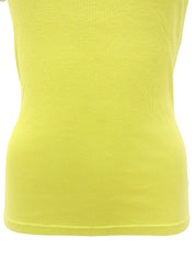 ロゴ刺繍トリムラインリブ半袖トップス イエロー