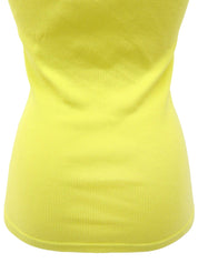 ロゴ刺繍トリムラインリブハーフスリーブトップス イエロー