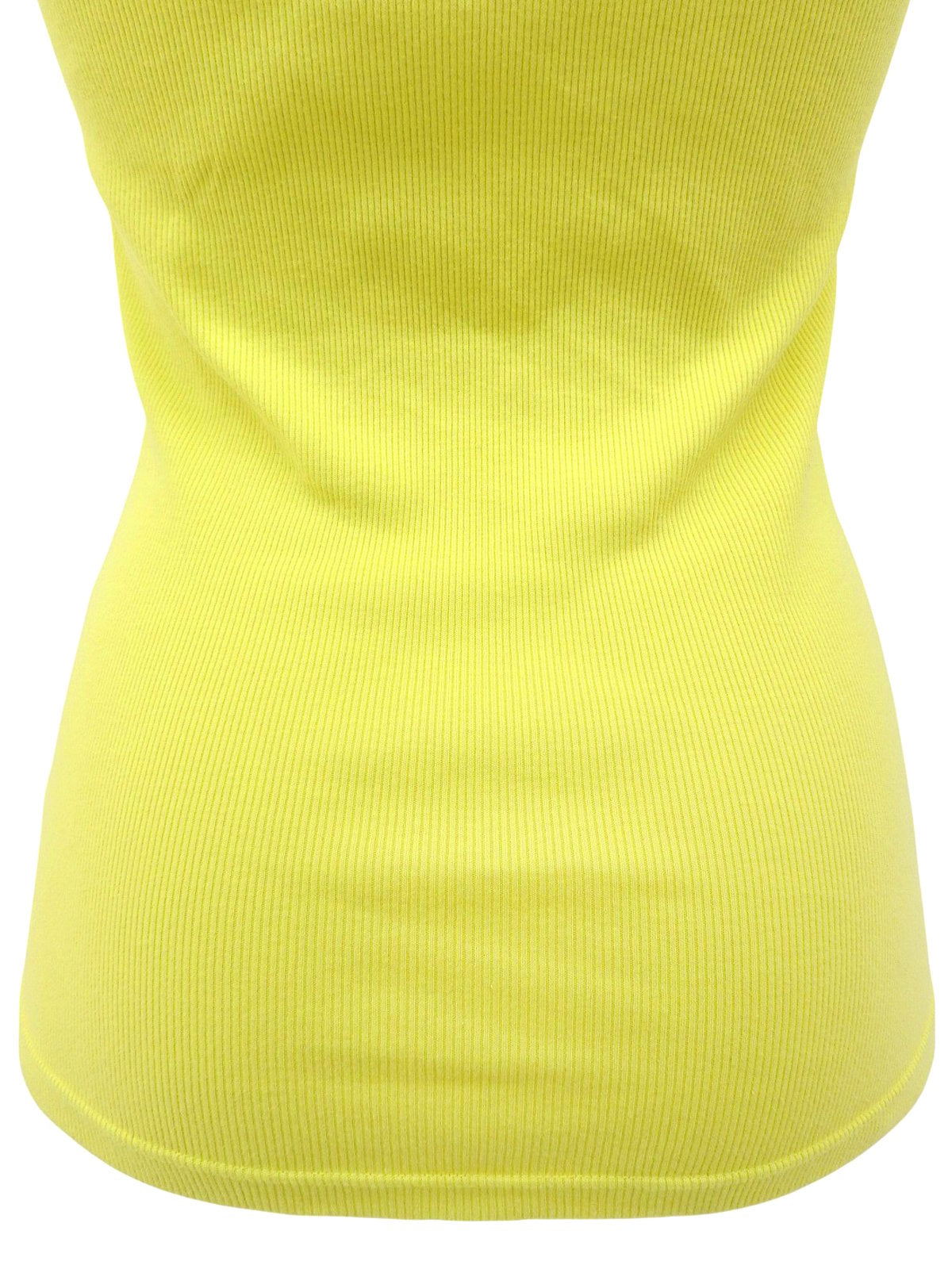 ロゴ刺繍トリムラインリブ半袖トップス イエロー