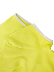 ロゴ刺繍トリムラインリブハーフスリーブトップス イエロー