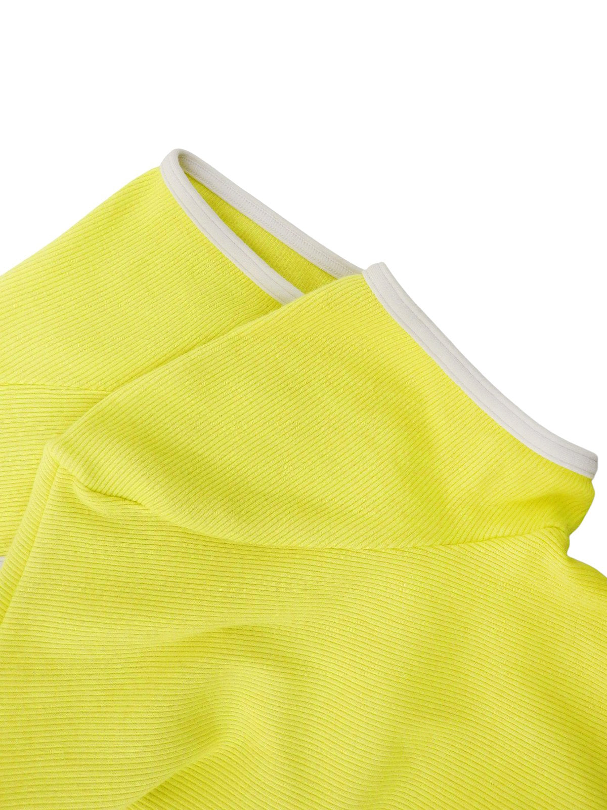 ロゴ刺繍トリムラインリブ半袖トップス イエロー