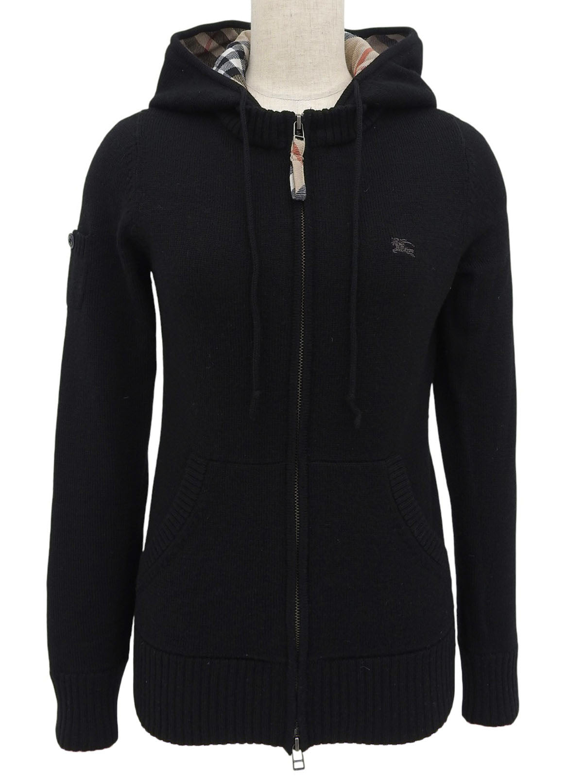 Logo Embroidered Zip-Up Hoodie in Black