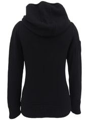 Logo Embroidered Zip-Up Hoodie in Black
