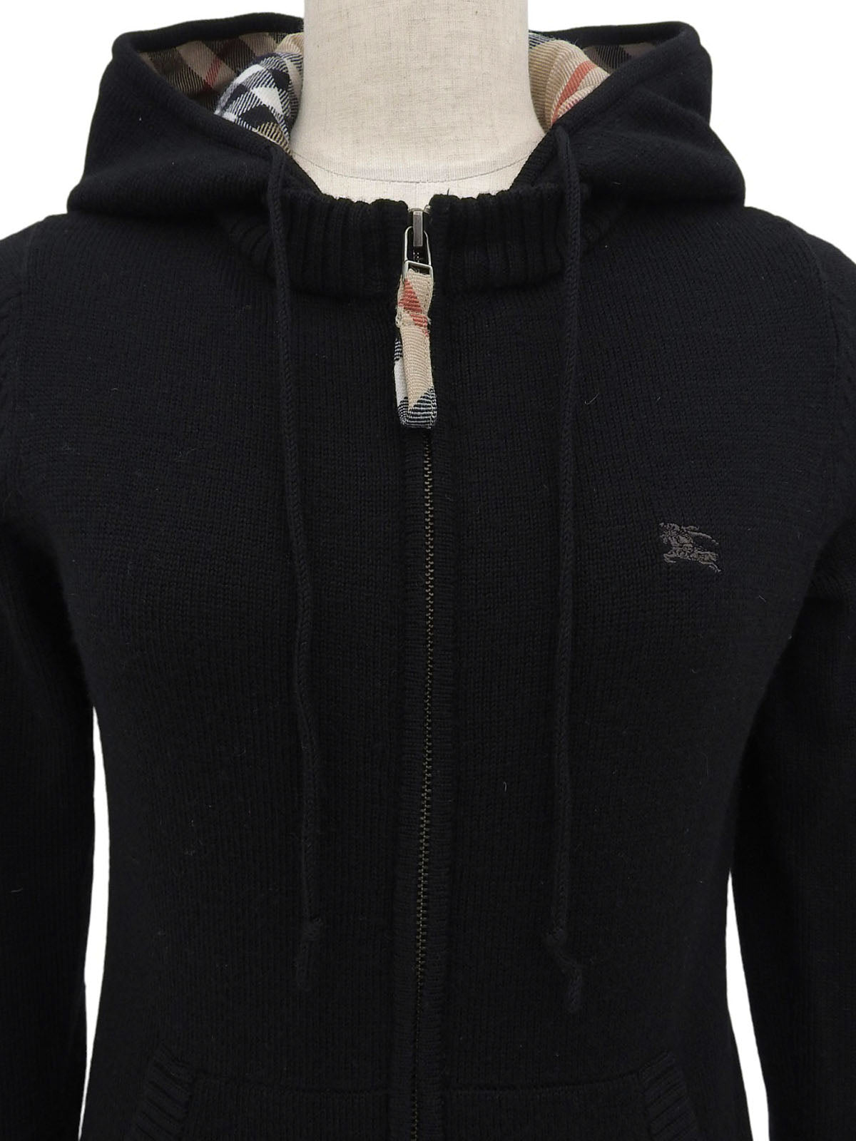 Logo Embroidered Zip-Up Hoodie in Black