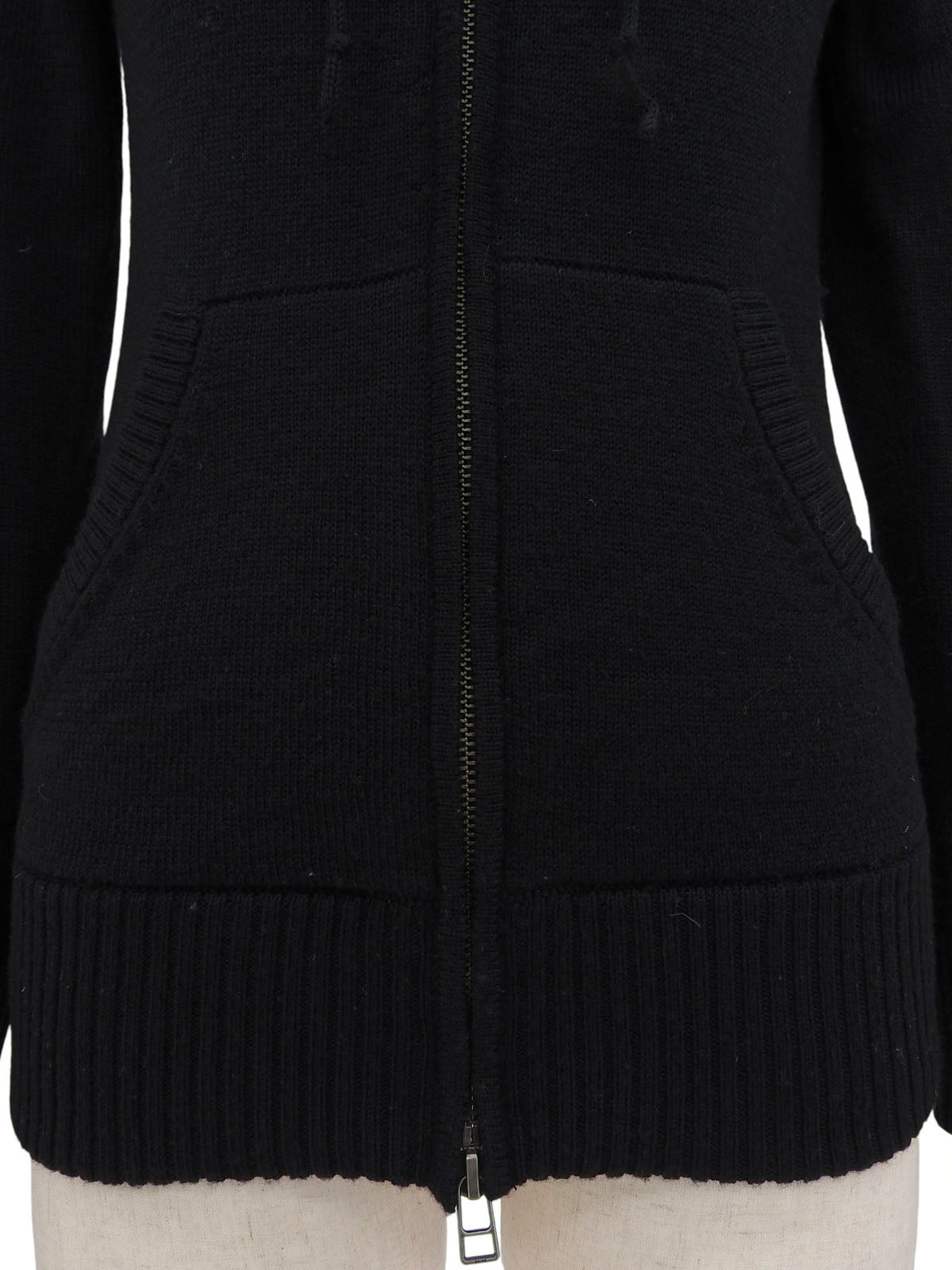 Logo Embroidered Zip-Up Hoodie in Black