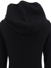 Logo Embroidered Zip-Up Hoodie in Black