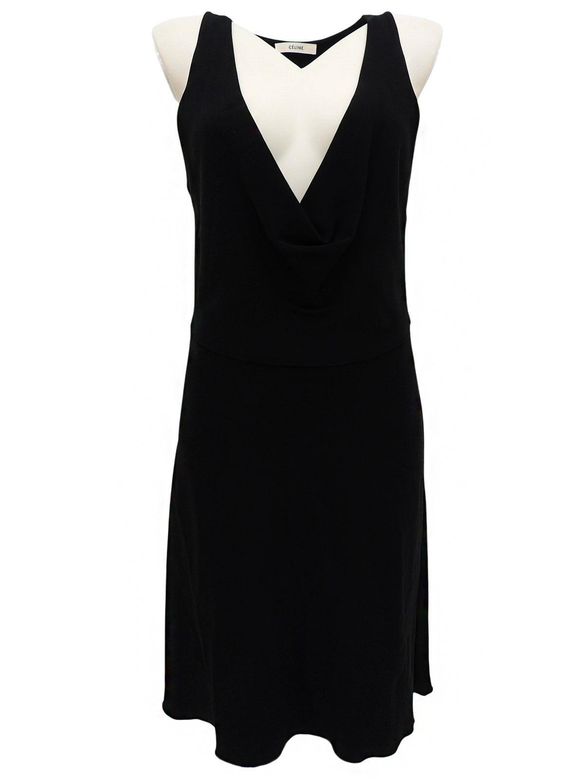 Vネックノースリーブワンピース ブラック