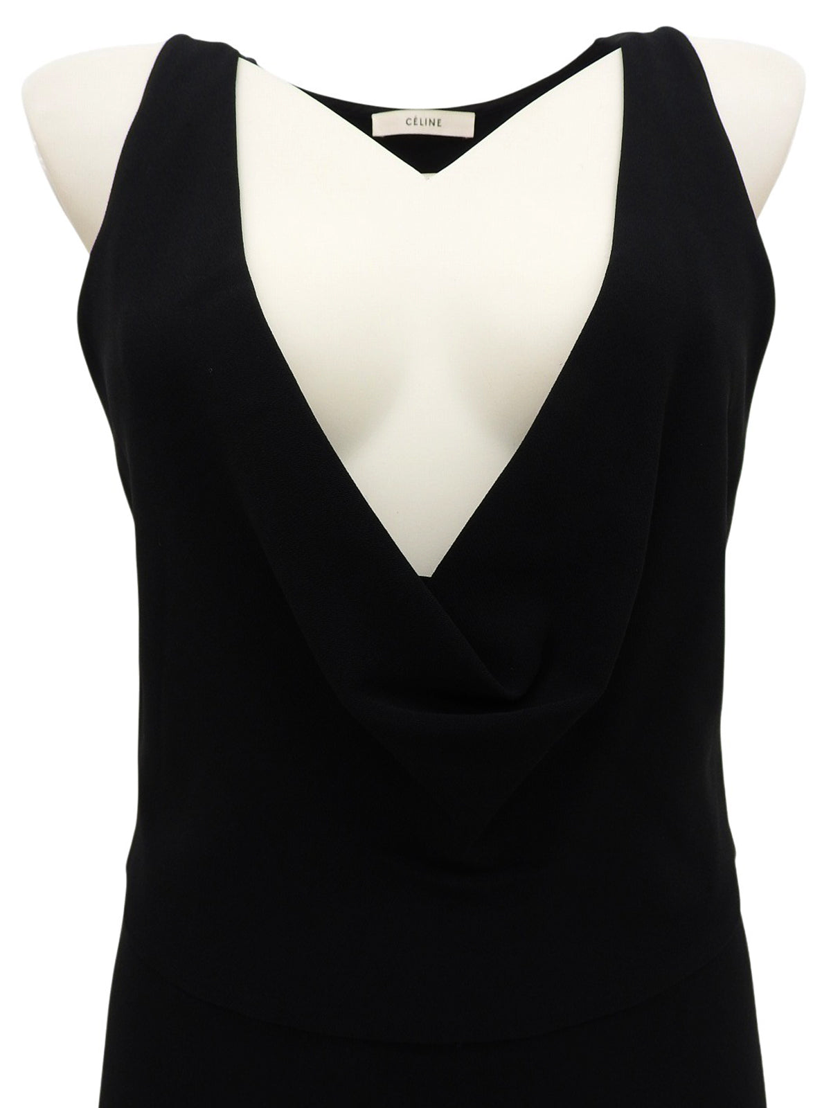 Vネックノースリーブワンピース ブラック