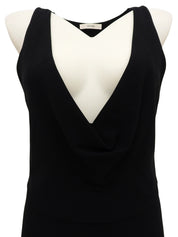 Vネックノースリーブワンピース ブラック