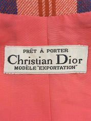 Logo Button Check Pattern Jacket in Orange/Multi
