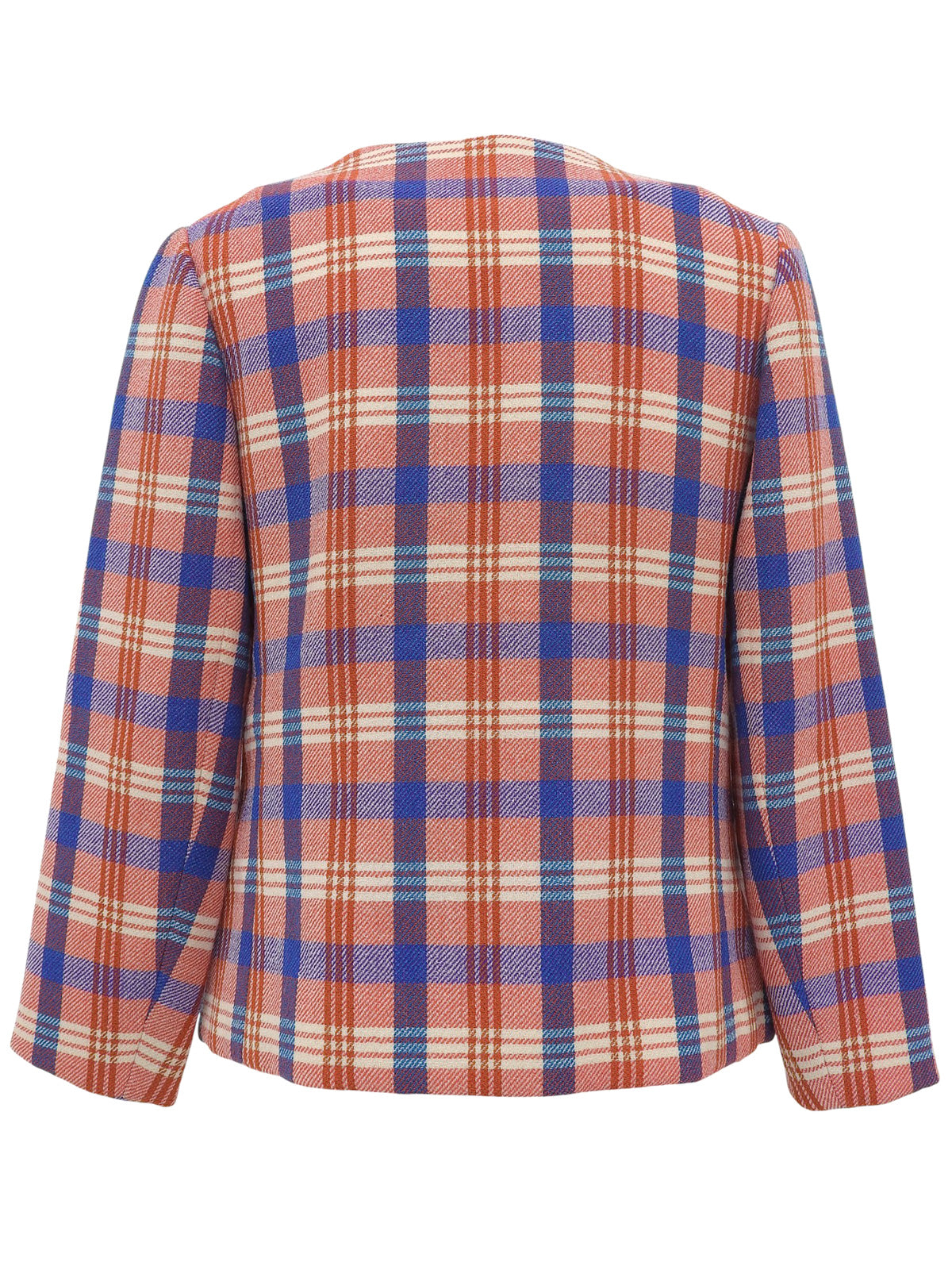 Logo Button Check Pattern Jacket in Orange/Multi
