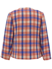 Logo Button Check Pattern Jacket in Orange/Multi