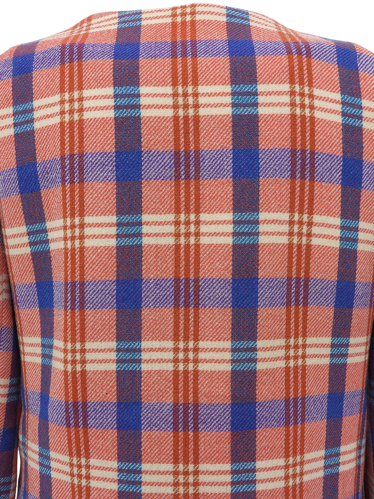 Logo Button Check Pattern Jacket in Orange/Multi