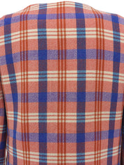 Logo Button Check Pattern Jacket in Orange/Multi
