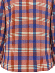 Logo Button Check Pattern Jacket in Orange/Multi