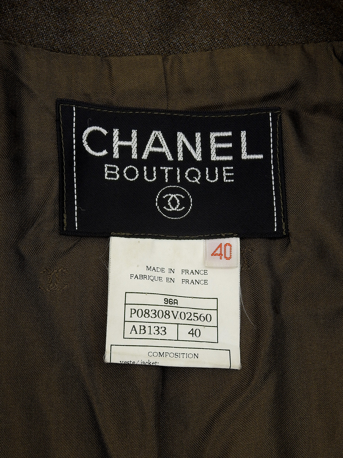 1996年製 ウールCCマークボタンダブルブレストジャケット ブラウン