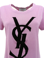 Purple Velour Logo Short Sleeve Top