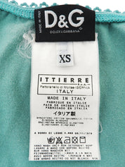 ビジューバタフライデザイン半袖トップス ターコイズブルー