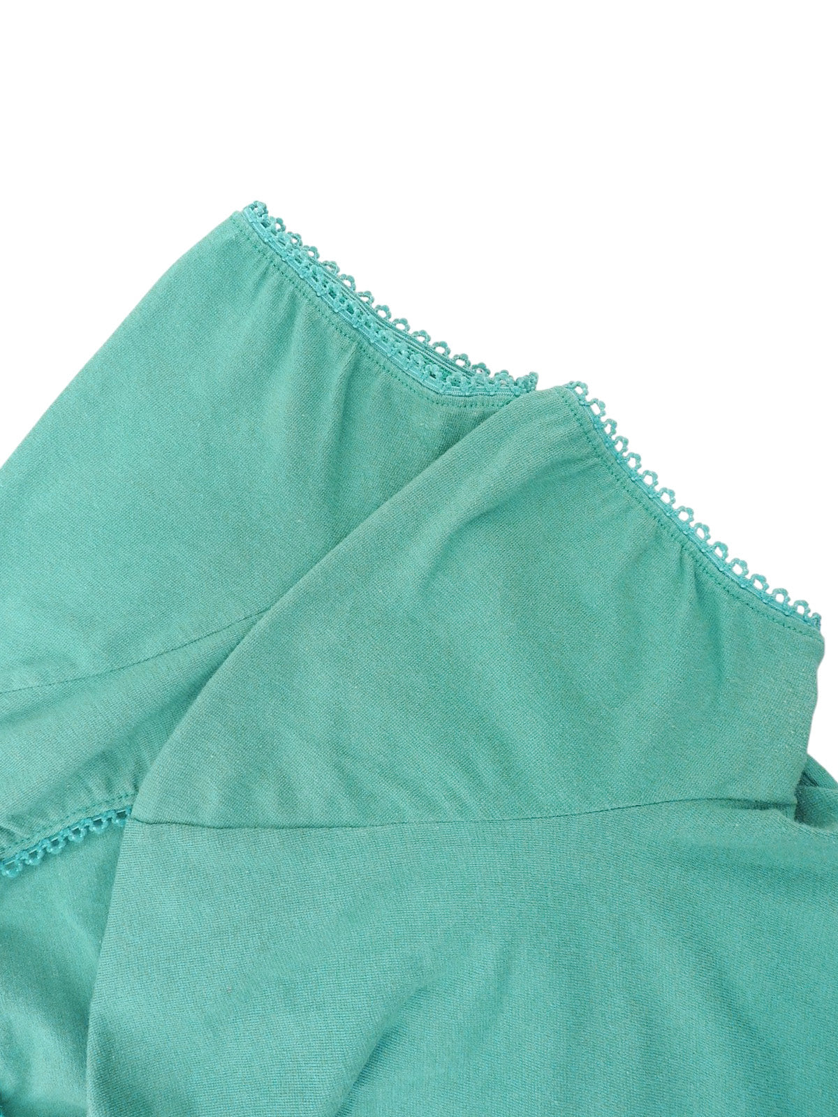 ビジューバタフライデザイン半袖トップス ターコイズブルー