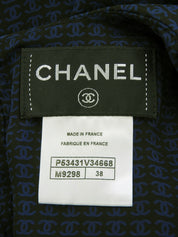 シルクCCマークパターンワンピース ブラック/ネイビー