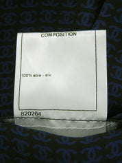 シルクCCマークパターンワンピース ブラック/ネイビー