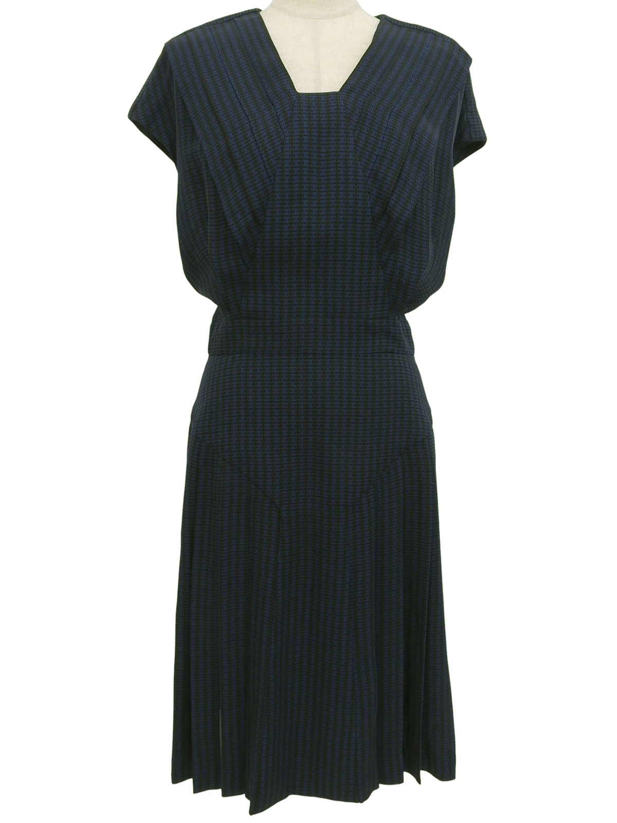 シルクCCマークパターンワンピース ブラック／ネイビー