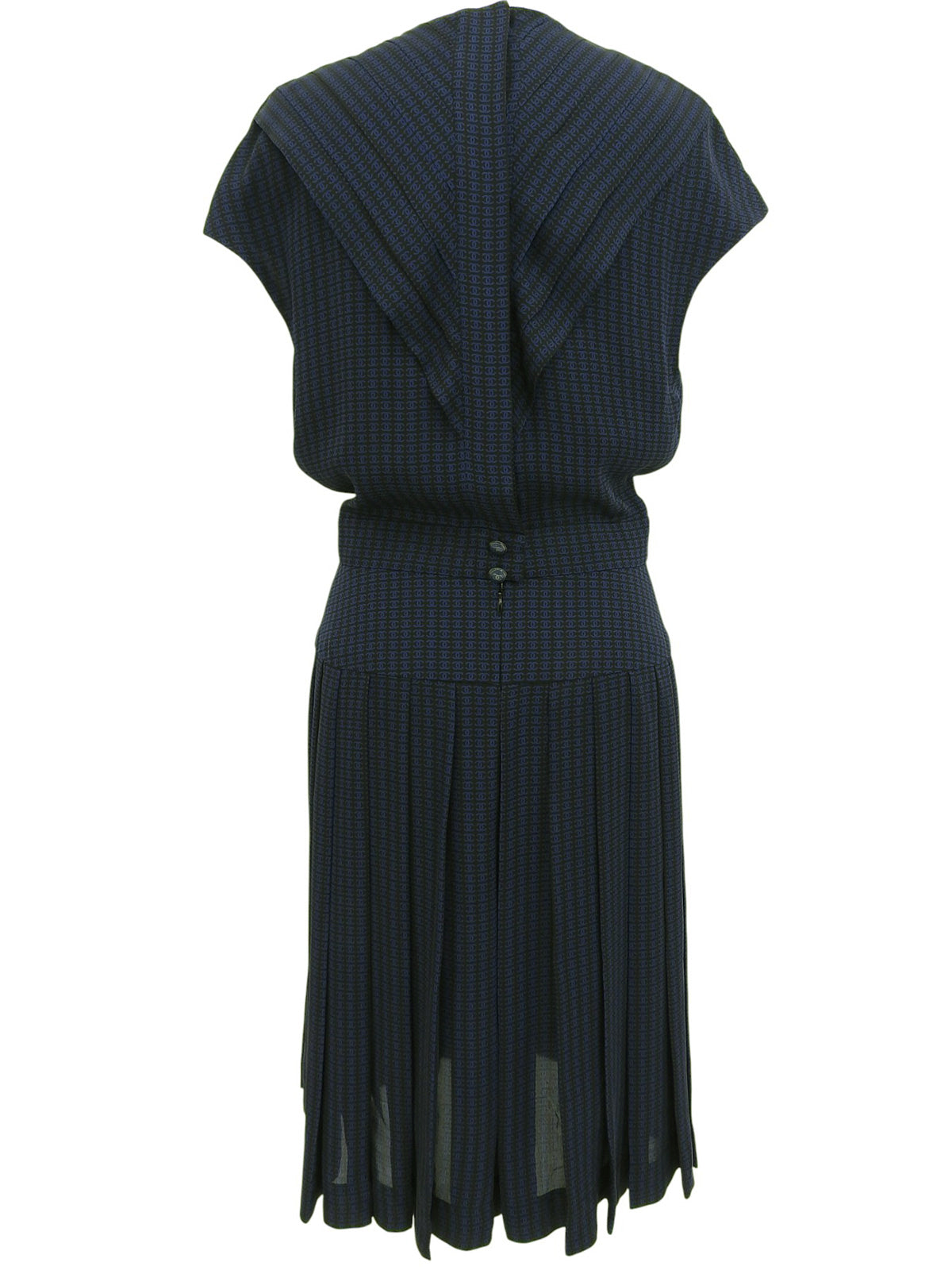 シルクCCマークパターンワンピース ブラック/ネイビー