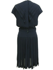 シルクCCマークパターンワンピース ブラック/ネイビー