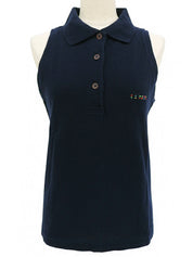 ロゴ刺繍ノースリーブポロシャツ　ネイビー