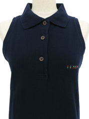 ロゴ刺繍ノースリーブポロシャツ ネイビー