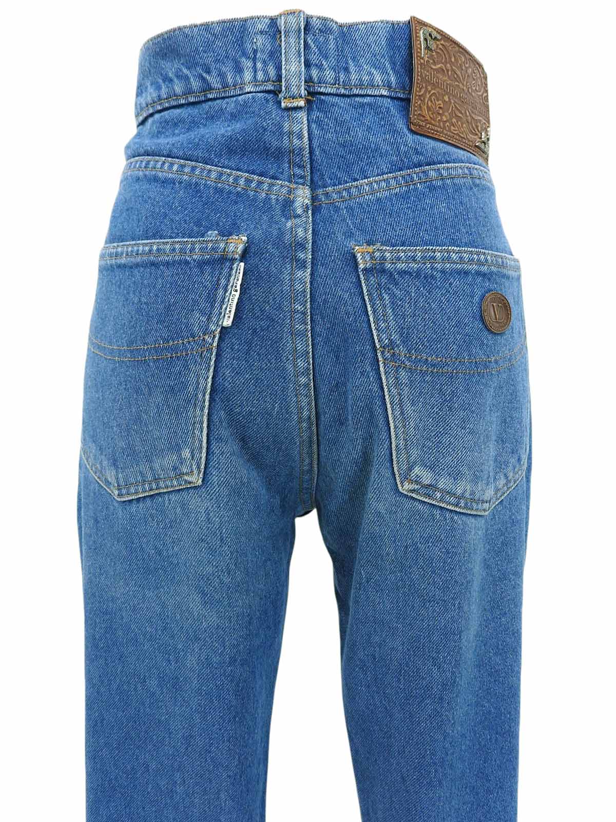 ロゴボタンデニムパンツ　ブルー