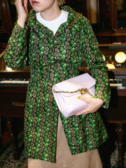 ハートプリントナイロンコート グリーン/ブラック