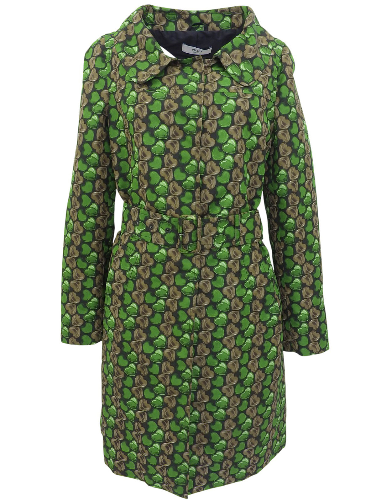 ハートプリントナイロンコート グリーン/ブラック