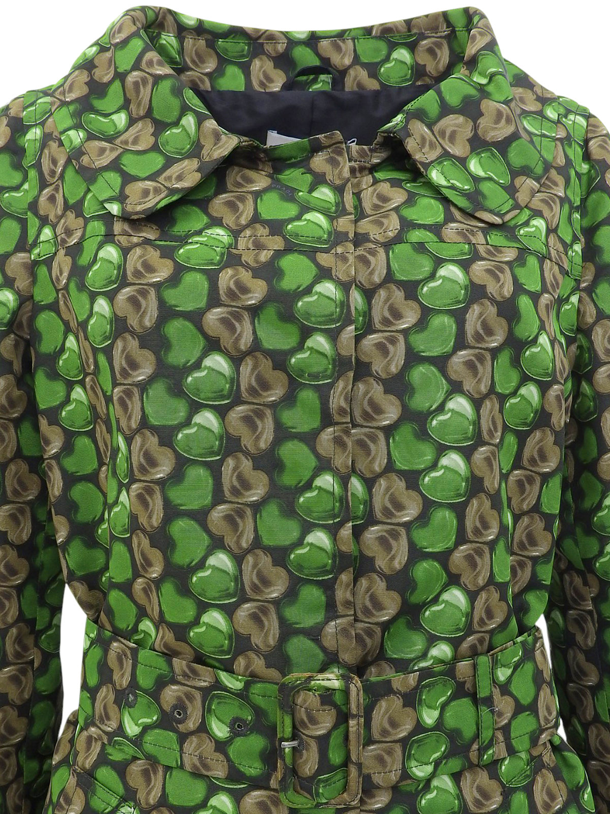 ハートプリントナイロンコート グリーン/ブラック
