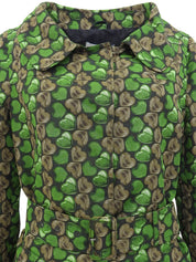 ハートプリントナイロンコート グリーン/ブラック