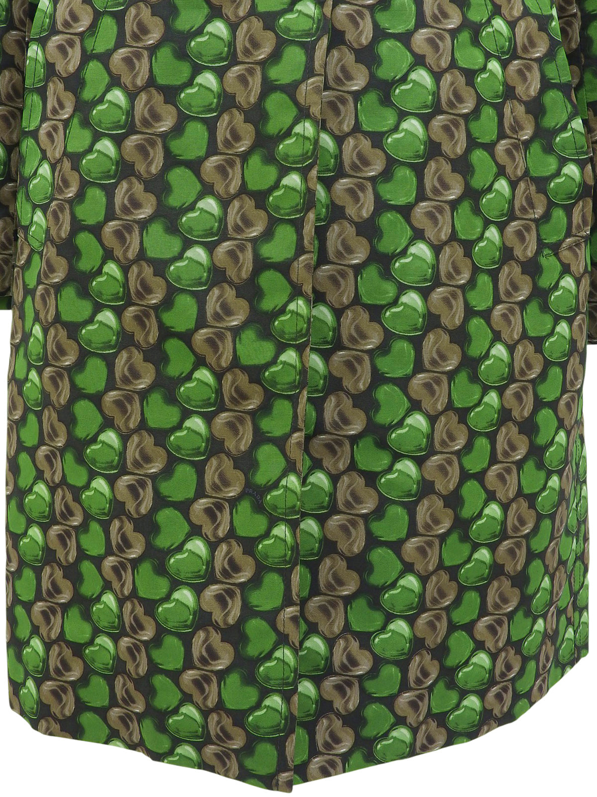 ハートプリントナイロンコート グリーン/ブラック