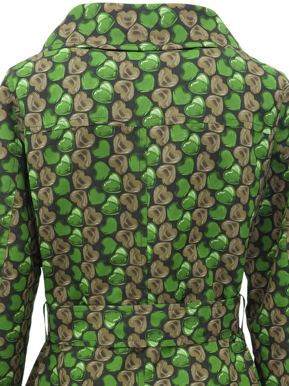 ハートプリントナイロンコート グリーン/ブラック