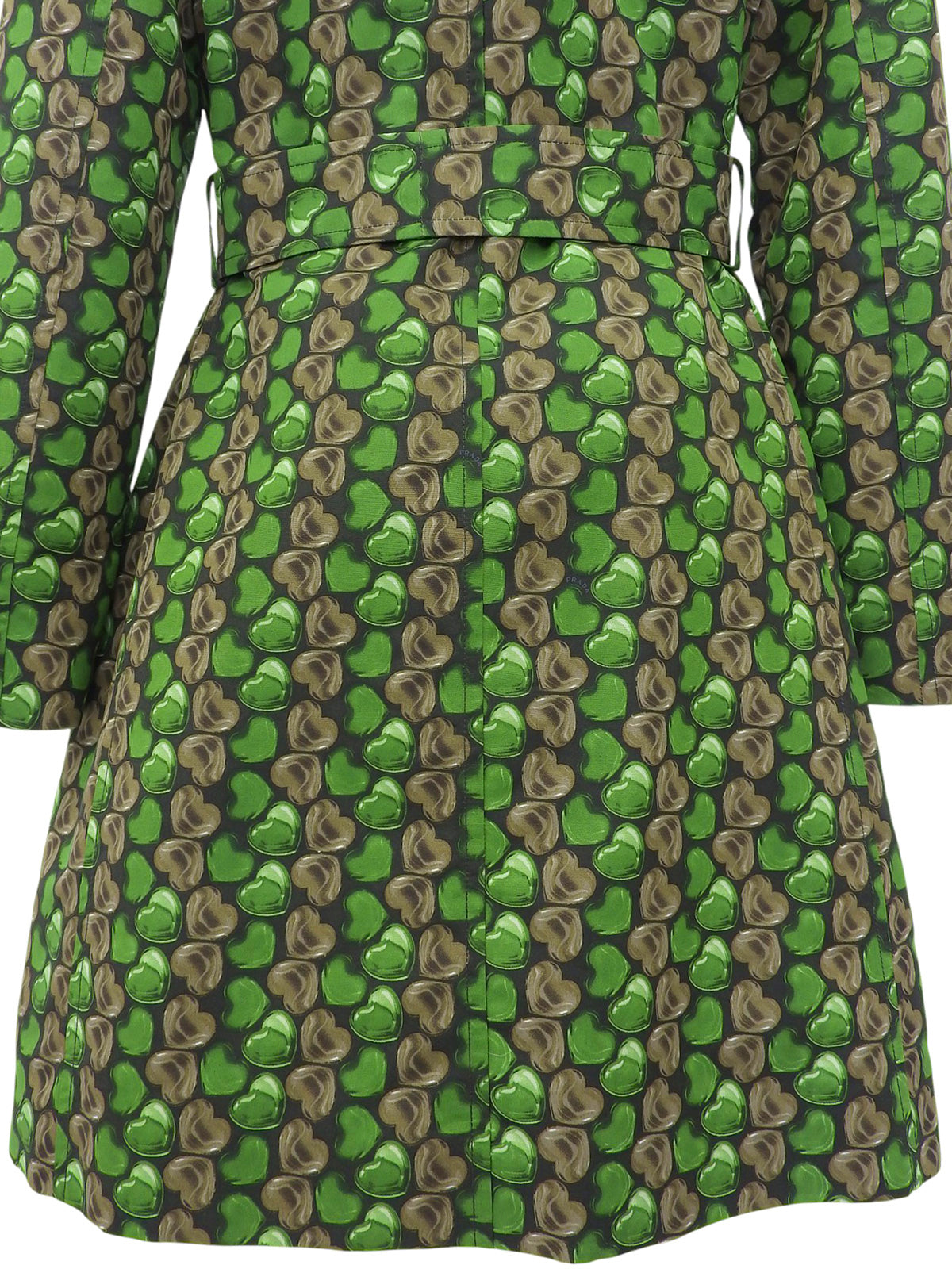 ハートプリントナイロンコート グリーン/ブラック