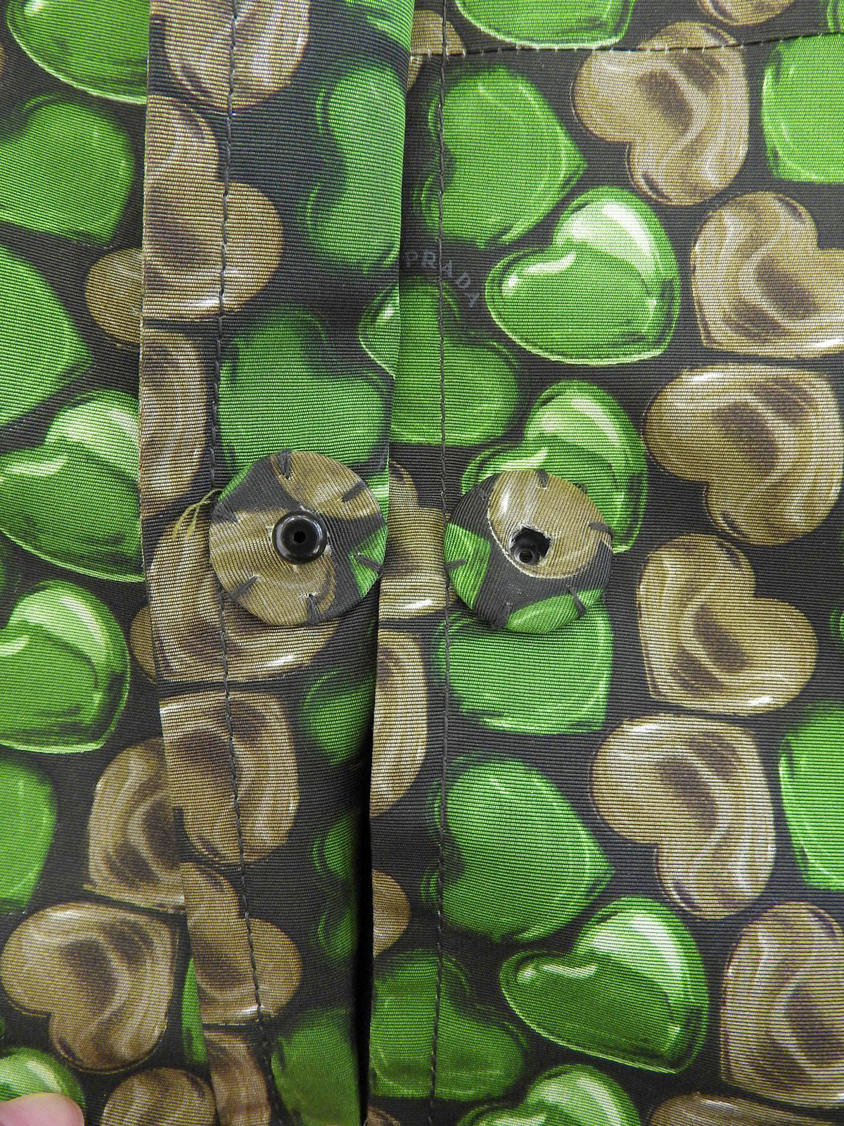 ハートプリントナイロンコート グリーン/ブラック