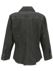 デニムロゴボタンシャツ ブラック